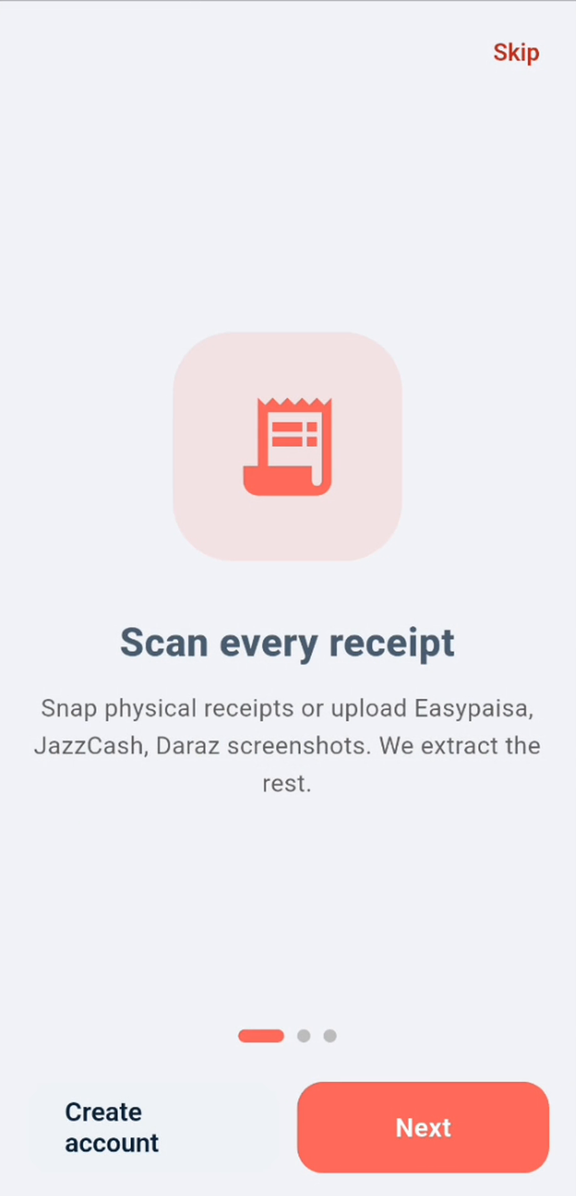 Qeemat onboarding screen: scan every receipt